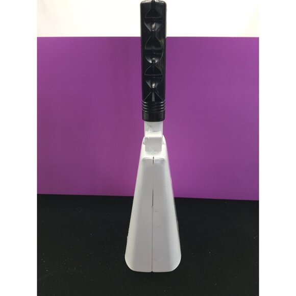 Noise Maker Cow Bell White Metal Bell Black Plastic Handle 10” Tall - Picture 5 of 13